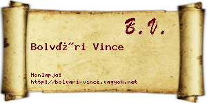 Bolvári Vince névjegykártya
